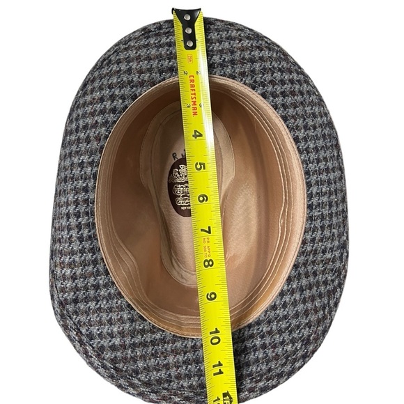 Vintage Pedigree Fifth Avenue New York Fedora Wool Hat L Large Gray Houndstooth - Picture 9 of 13